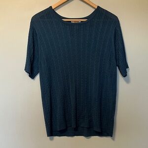 Talbots 100% Silk Short Sleeve Cable Knit Sweater in Teal